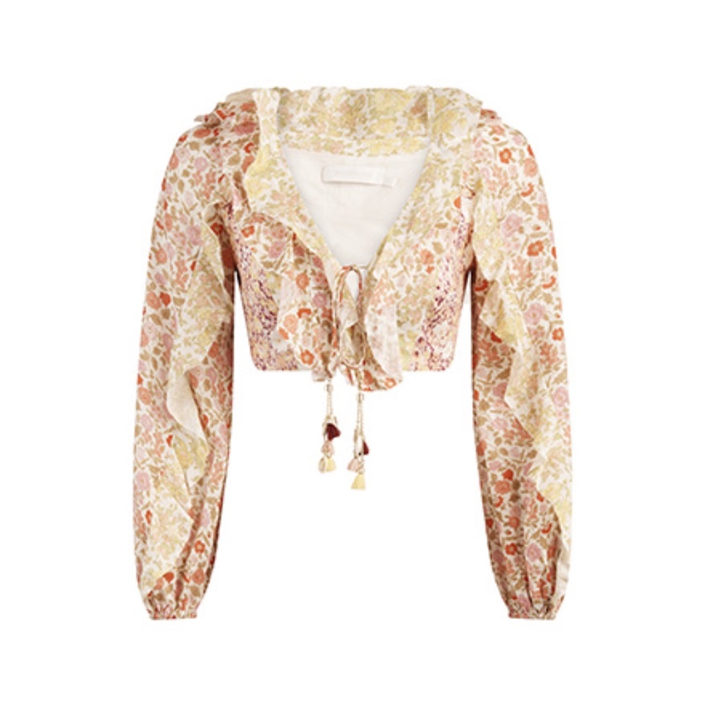 Zimmermann Orange Floral Linen Top